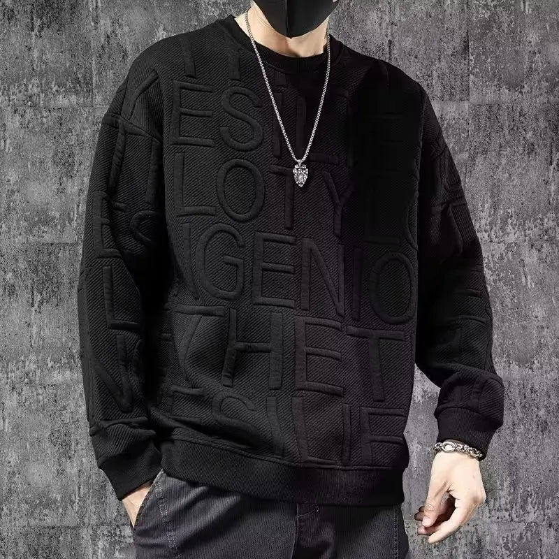 Sadcore Chrome logo – Autumn Mens Sweatshirt American Trendy 3D Letters Top Haraju