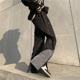 mens high street loose pants casual zipper open patchwork straight trousers pants hip hop new fashion streetwear jogging pants unique default style 1819