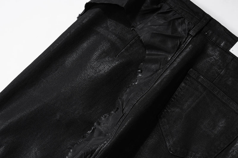 y2k streetwear wax leather strecth jeans for men and women ropa hombre baggy flare pants oversized straight denim trousers 1 unique jeans style 1144