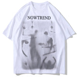Glitchcore Fashion – Aolamegs Men Gothic Demon Ghost Print Oversized T Shirt Punk – Modern Streetwear for Everyone