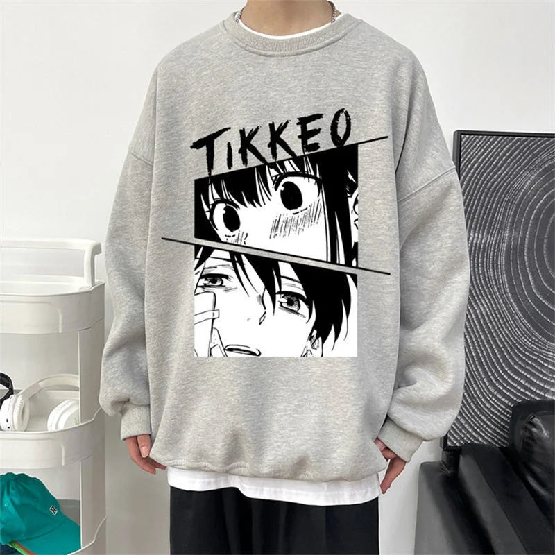 Autumn Japanese Anime Fashion Men Sweatshirt Graphic Fleece Y2K Clothes