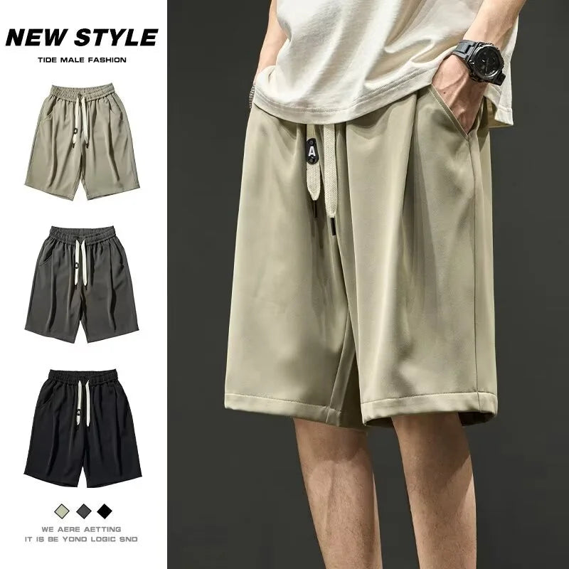 summer mens baggy casual shorts 2024 new y2k streetwear sweat short pants male sports fitness breathable basketball bermuda drawstring street shorts