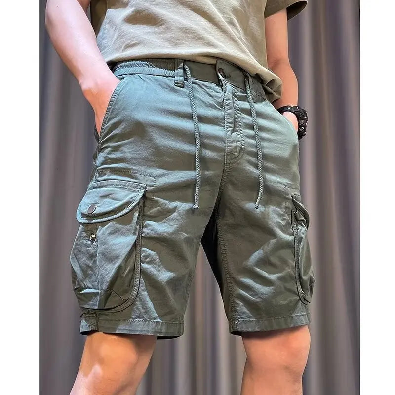 Men Trend Cargo Shorts Cotton High Quality Hot Sale Hip Hop Punk Wash Military Multi-pocket Casual Male's Outdoor Straight Short
