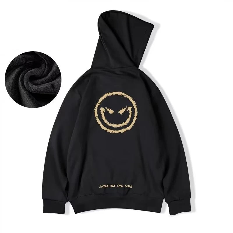 Autumn Smile Print Graphic Hoodies Harajuku Fashion Casual Cool