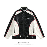Motorcycle Street PU Leather Jacket American Trendy Brand Sports Top Couples Streetwear Korean Fashion Casual Coat Men Clothing