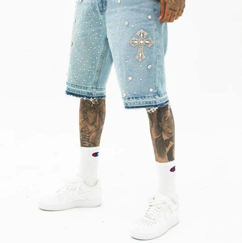 diamond embroidery sweatpants hip hop gothic cross print shorts and pants men hrajuku pattern casual wide leg y2k pants relaxed fit joggers