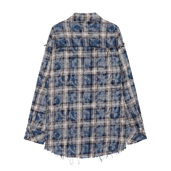 Trapwear Broken heart – Vintage Plaid Shirt 2024 Tie Dyed Tassel T Shirt Long Sleeve