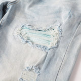 american style high street light blue ripped jeans mens pic slim fit stretch ripped skinny pants unique jeans style 1990