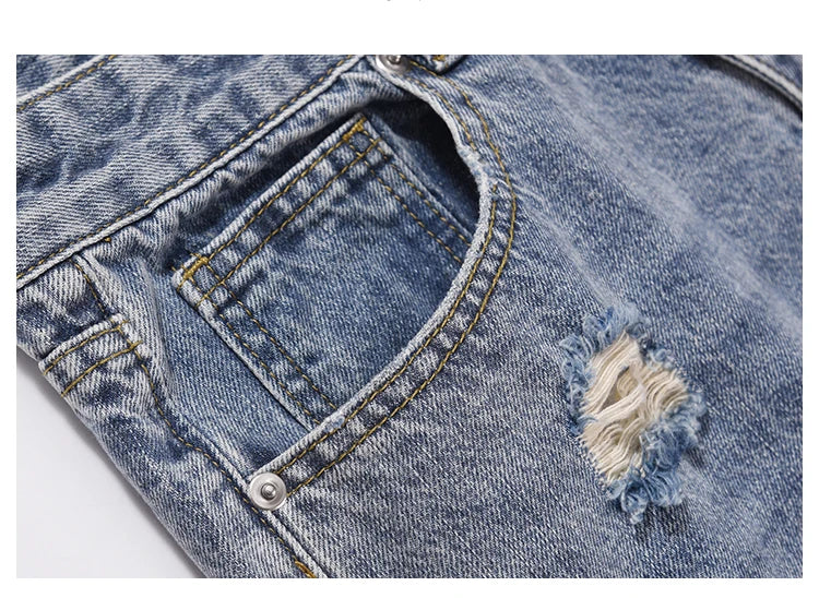 destroyed ripped jeans straight jean pants men biker jeans fashion zipper streetwear trousers hip hop pants joggers baggy jeans unique joggers style 3182