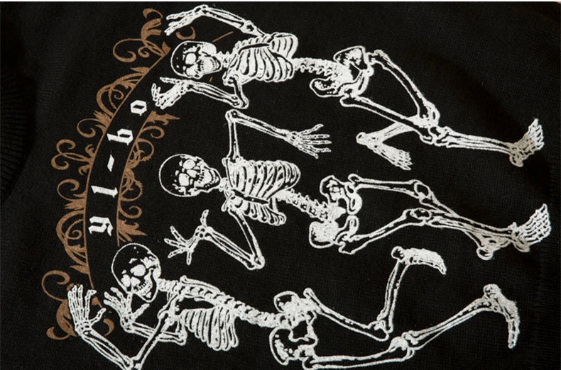 hip hop harajuku skeleton printed knitted sweater unisex pullover streetwear winter casual loose sweater warm jumpers knitwear - urban fashion pullover, high quality cotton hoodie, oversized streetwear hoodie