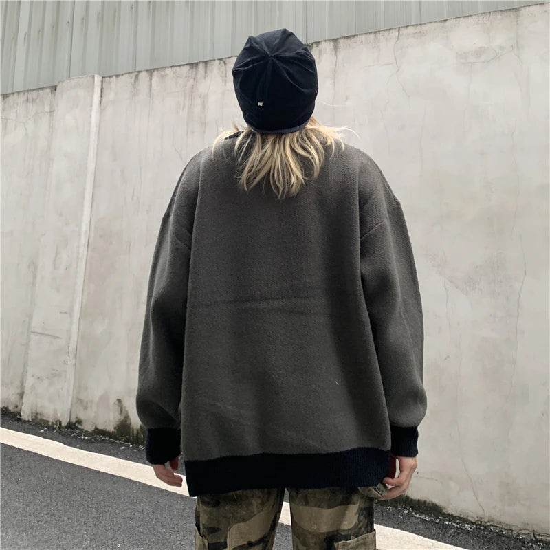 y2k knitted sweater, photo-ready sweater, cozy fashion fit, stylish street outfit, modern aesthetic appeal