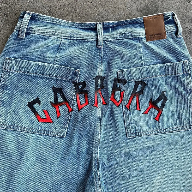 harajuku y2k baggy jeans the winged dragon of ra print wide leg denim pants popular anime jeans streetwear trouser men clothing unique jeans style 5723