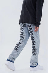 fashion back letters embroidery denim jeans mens casual zipper straight harajuku jean trouser hip hop streetwear pants joggers unique joggers style 5471