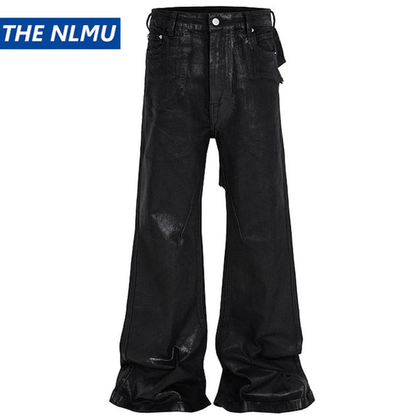 hi street flared jeans men broken patchwork denim pants streetwear harajuku luxury designer black jeans trousers male urban skinny jeans