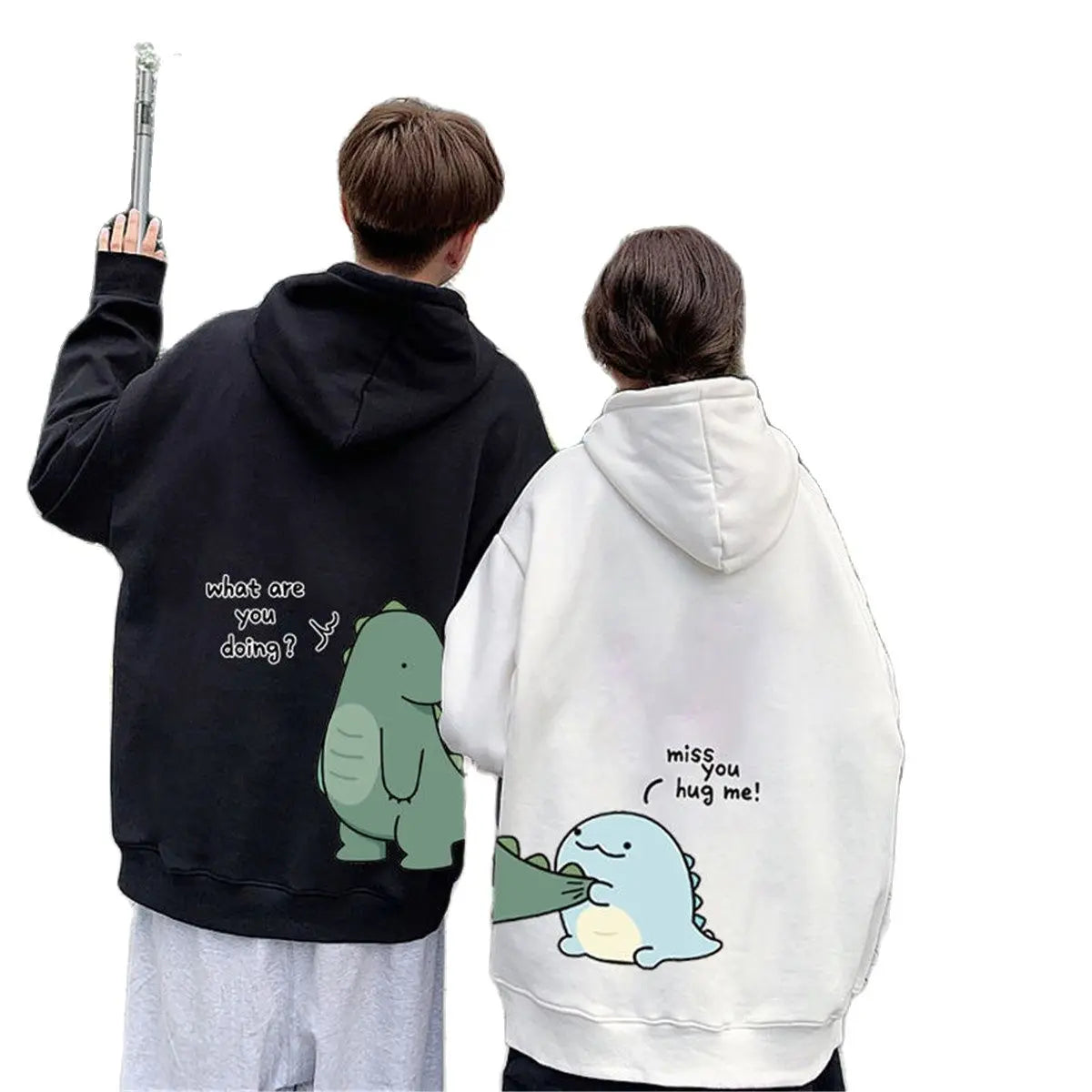 Black Hip Hop Couple Hoodie Men Women Lovers Sweatshirt Girl Cartoon T
