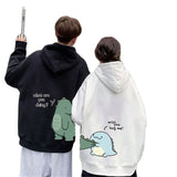 Black Hip Hop Couple Hoodie Men Women Lovers Sweatshirt Girl Cartoon T