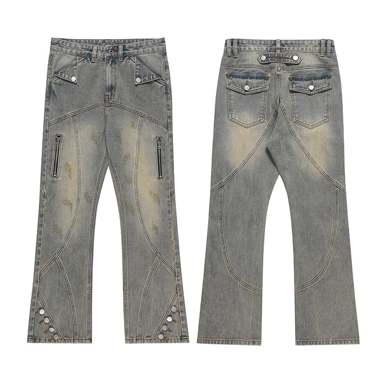 hip hip streetwear denim straight pants mens harajuku retro washed cotton casual zipper joggers jeans trousers pants jean men unique joggers style 2107