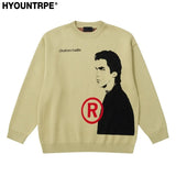 hip hop anime knitted oversized sweater mens autumn winter o neck long sleeve pullover streetwear new loose sweaters clothing - urban fashion pullover, gothic aesthetic hoodie for winter, 2025 streetwear drop