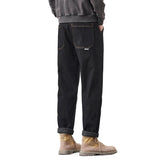 plus size 28 42 micro elastic jeans men classic fashion casual loose straight black denim jeans pant cityboy jeans long trousers stacked flare jeans