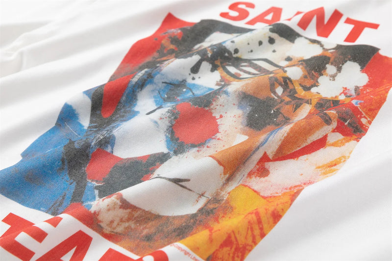 2024 Vintage 90s Joker Graffiti Print High Street Retro Casual Loose Cotton Quality T-shirt Tops Fpr Men
