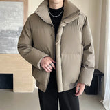 Winter Stand Collar Thicken Leather Short Jacket Men Fashion Loose Casual Warm Cotton-padded PU Leather Bomber Jacket Parka Coat