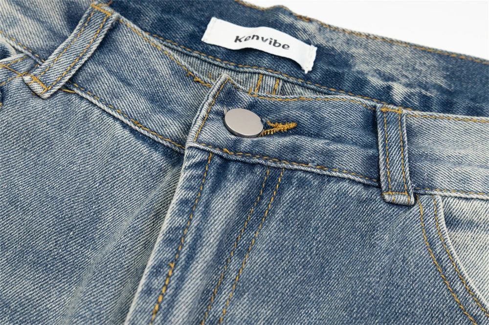 mens fashion ripped jeans blue straight baggy jeans trousers luxury loose casual distressed denim pants male 1 unique jeans style 4604