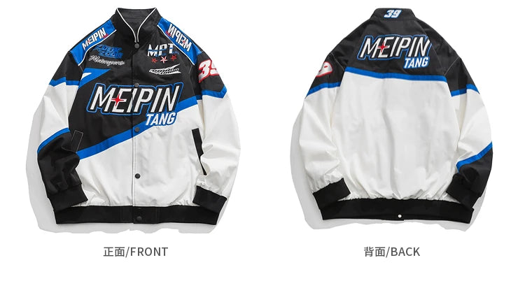 fashion racing style jacket coat mens letter embroidery loose coats unisex streetwear new casual motorcycle jackets outerwear - variant style c6bcf5 for streetwear fashion