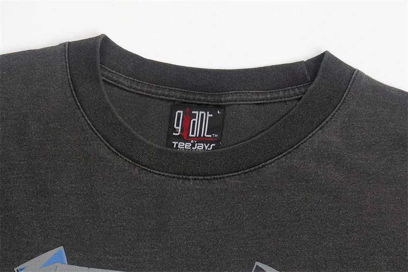 Y2k Aesthetic print tee – Summer Vintage High Street Wash Lightning Print T Shirt Vint