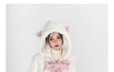 Harajuku Sweet Thicknecked Bow College Coat Woman Zip Up Hoodie Sailor