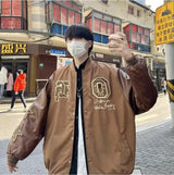 checkered varsity coat, layered streetwear look, trendy