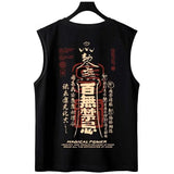 Glitchcore Melting smiley – Summer Chinese Character Print Tank Top Mens Hip Hop Fashion
