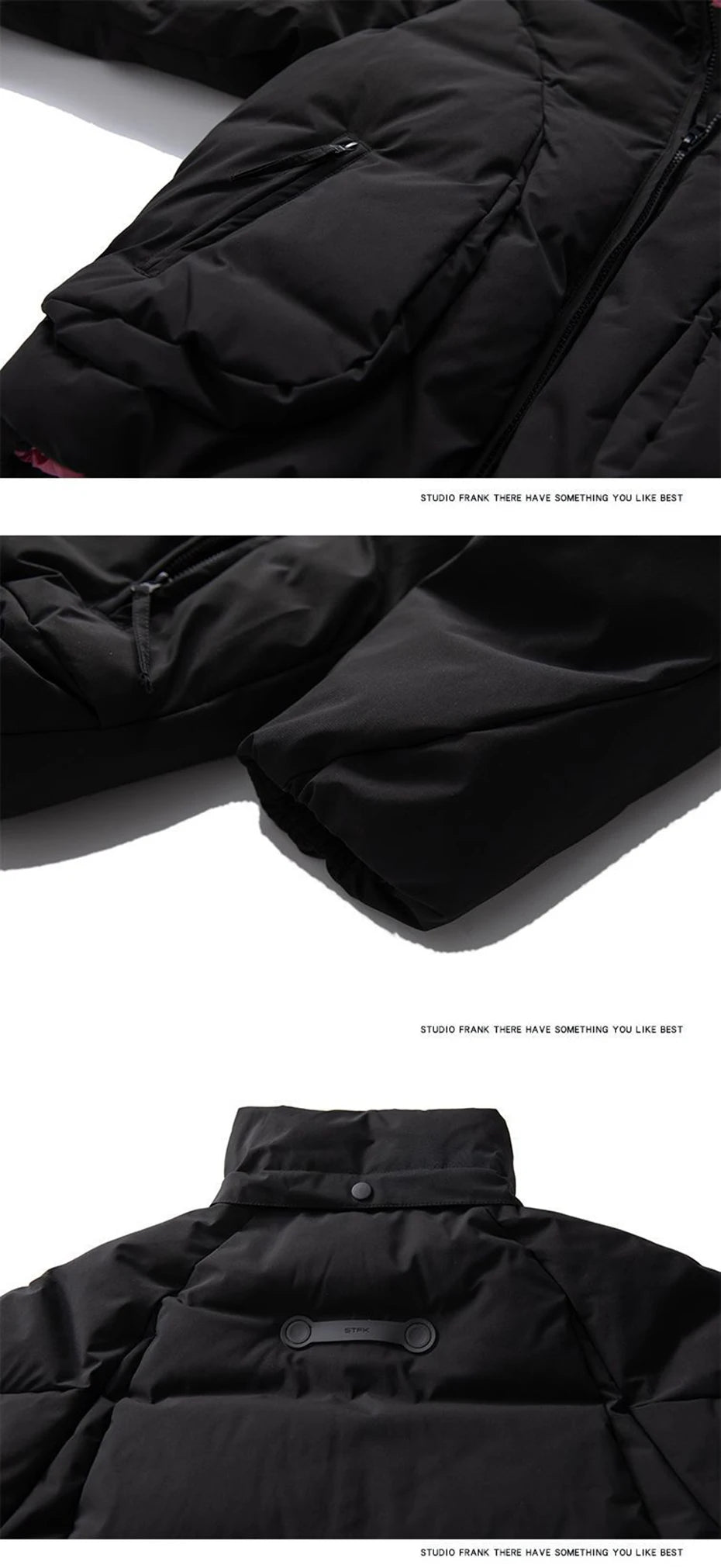 Hooded Down Jackets Winter Parkas Coats Men Solid Loose Casual Down Coats Padded Jackets Parkas Black