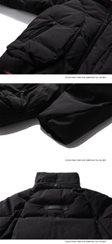 Hooded Down Jackets Winter Parkas Coats Men Solid Loose Casual Down Coats Padded Jackets Parkas Black