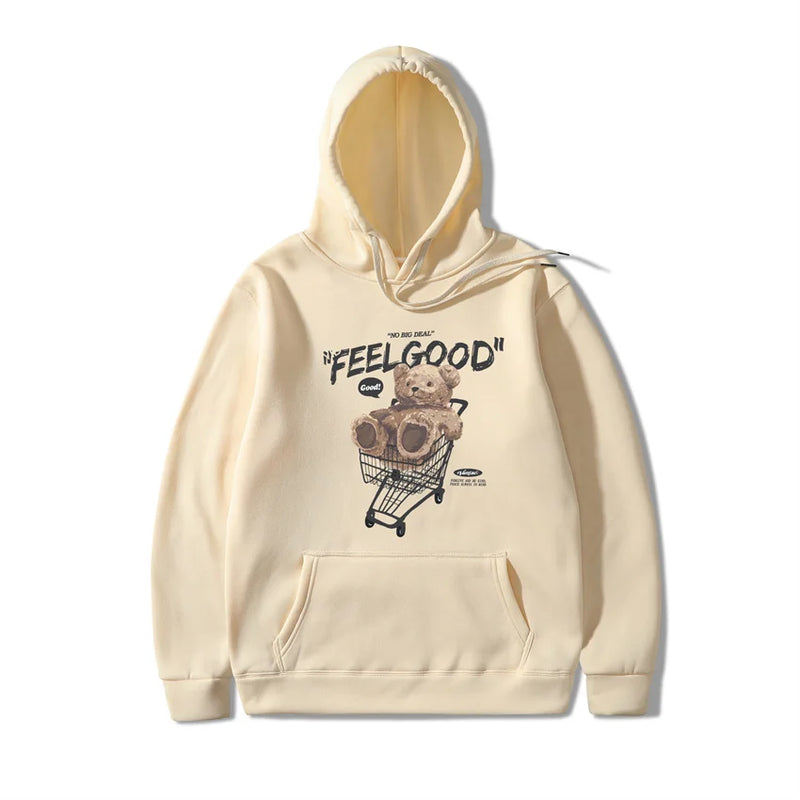 2022 Men Hip Hop Hoodie Sweatshirt Streetwear Bear Letter Shopping Car