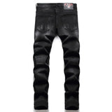skull embroidery jeans ripped holes denim pants men zipper biker jeans streetwear slim fit y2k punk hip hop casual pants joggers unique joggers style 4166