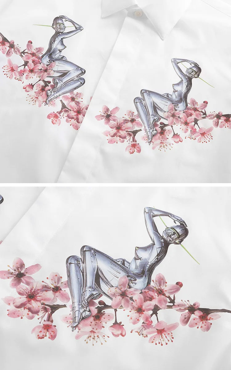 New 2021 luxury Men Classic Nude flowers Flora Fashion Cotton Casual Shirts Shirt high quality Pocket Short sleeves S 2XL #A36