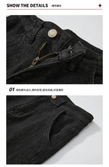 plus size 28 42 micro elastic jeans men classic fashion casual loose straight black denim jeans pant cityboy jeans long trousers unique jeans style 2146