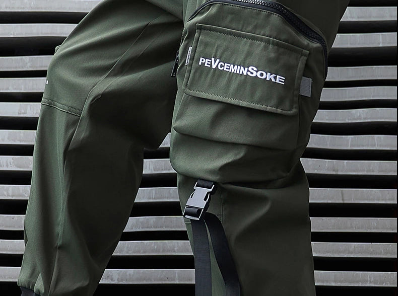 hip hop loose fit elastic waist cargo pants fashion military pocket ankle pants mens casual drewstring baggy sweatpants joggers unique joggers style 3553