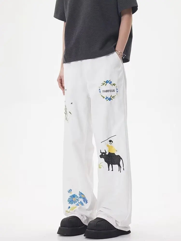 graffiti print straight leg casual pants y2k pants street dance hip hop vintage sports pants for women trendy cool new trousers menswear bottoms
