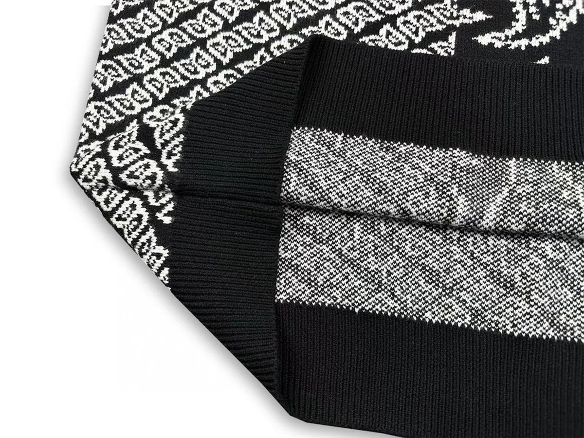varsity flame pullover for men with bold graphic knit design, perfect for 2025 fashion, street fashion menswear trend for sea