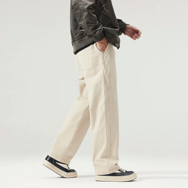 men fashion casual retro pure cotton straight elastic waist plus size loose denim jeans pants man cityboy streetwear trousers stacked flare jeans