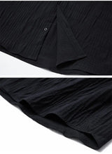 Wrinkled Fabric Casual Long Sleeve Shirt Men and Women Solid Color Streetwear Fashion Loose Black White Shirts Oversize Blouses