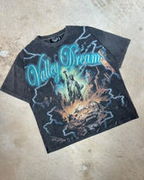 Gothic Aesthetic print tee – European And American Street New Style Washed Retro Anime Pr
