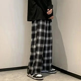 plaid pants men fashion retro color contrast casual pants men streetwear loose hip hop straight pants mens trousers m 3xl minimalist street pants