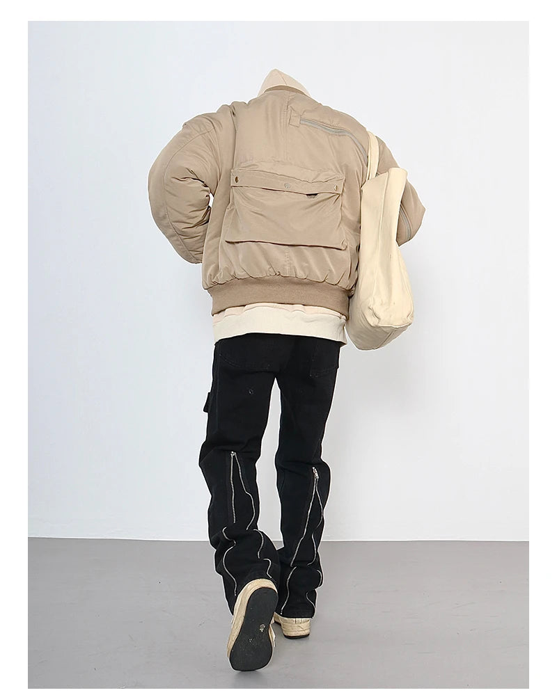 back zipper open cargo denim pants casual biker jeans fashion streetwear trousers hip hop flare pants joggers y2k men s jeans unique joggers style 3785