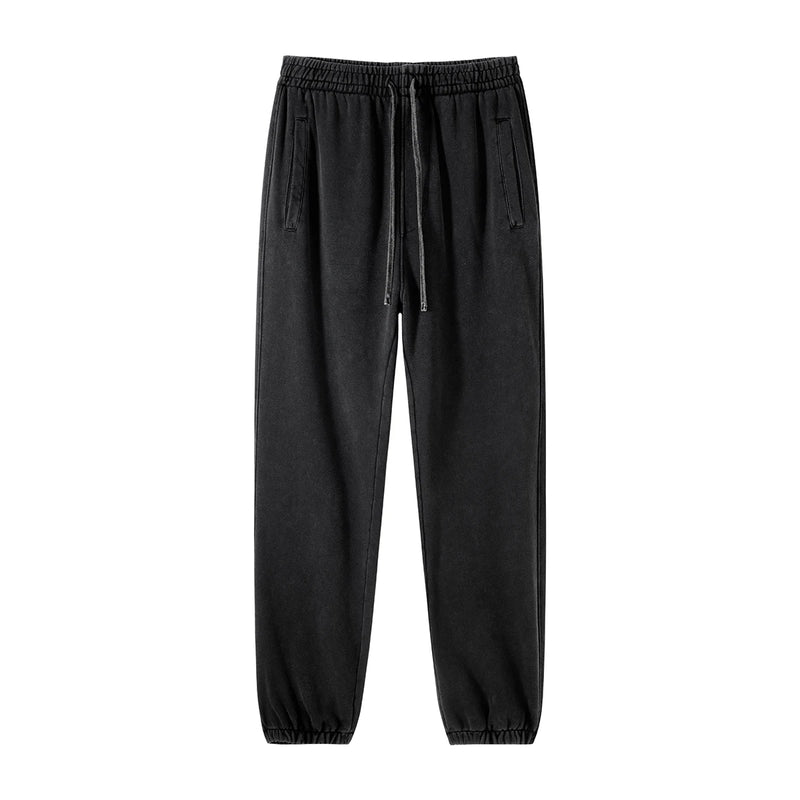 high street dark distressed vintage baggy joggers pants ins versatile drawstring sports pants men washing wax dyeing sweatpants unique joggers style 3191