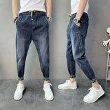 korean fashion harem jeans men high quality loose all match male jean trousers 2024 spring autumn trend straight leg denim pants ripped baggy denim