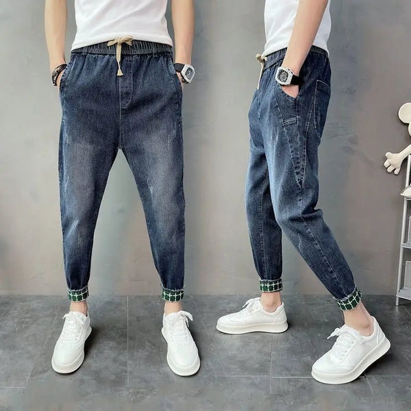 korean fashion harem jeans men high quality loose all match male jean trousers 2024 spring autumn trend straight leg denim pants ripped baggy denim