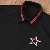 New 2021 Luxury Men Classic Embroidered stars stripes Ribbon Fashion Cotton Casual Shirts Shirt High Quality Short Sleeves A118