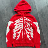 sweaters oversized zip sweater coat pants hip hop knitted punk hairy skeleton jumper fashion streetwear cardigan skull hooded minimalist street pants